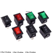 2/3 Position Rectangular Rocker Switch Latching 6A/250VAC 10A/125VAC ON OFF LED