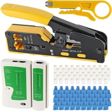 AITRIP Pass Through RJ45 Crimp Tool Kit All-in-One Ethernet Crimper Cat7 Cat6 Ca