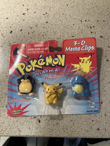 1998 Toy Island Nintendo Pokemon 3-D Memo Clips SEALED Vintage RARE