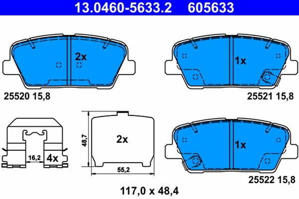 Bremsbelagsatz Scheibenbremse Ate 13.0460-5633.2 FüR Santa Hyundai Kia Sorento 2-image