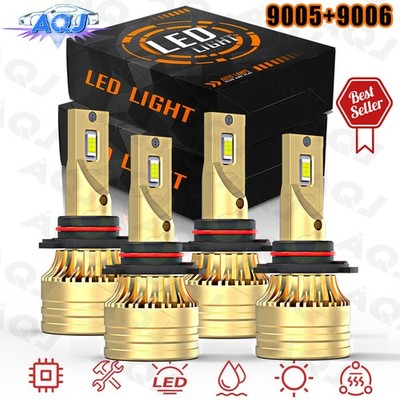 For Mitsubishi Lancer 2012-2017 4X 9005+9006 LED Headlight Bulb High Low Beam