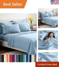 Extra Soft Twin XL Sheet Set - 4 Piece with Hydro Brushed Microfiber, Light Blue