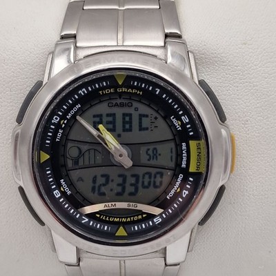 Casio AQF-100 Thermometer Tide Graph Moon Phase Analog Digital Watch 100M
