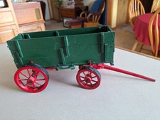Early 20th Century Wooden Horse Drawn Farm Wagon or Box Wagon Green Red
