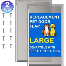 2 Pack Dog Door Replacement Flap for Large Pet Doors - 10 1/8 x 16 7/8 Inch