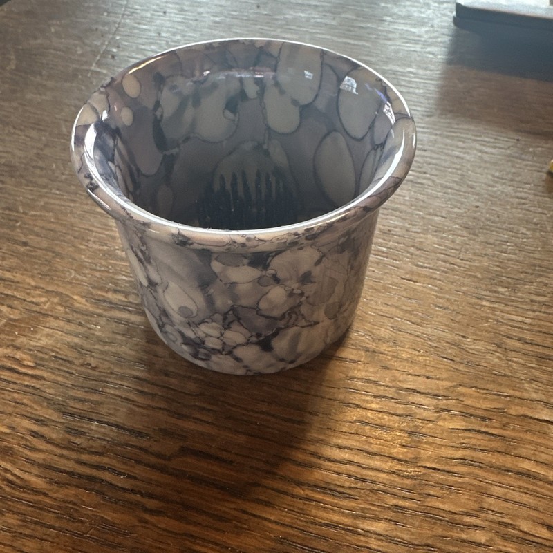 Maine Porcelain Blue Purple Flower Frog Bowl Spikes Vintage 2 1/4 X By S Designs