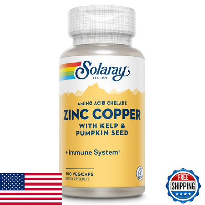 SOLARAY Zinc Copper Amino Acid Chelate - Immune Support, 50mg Zinc