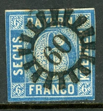Germany States 1862 Bavaria 6 Kr Blue Scott #11 VFU M358