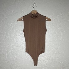 Everlane Women's Tan Luster Mockneck Tank Bodysuit Sweater XS Sleek Base Layer