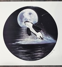 Wyland ORCA MOON Hand Signed 101/500 Killer Whale Art lithograph on paper, COA