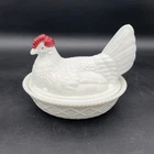 Vintage Westmoreland Milk Glass Large Hen on Nest Dish With Lid 7.5” x 6” x 6”