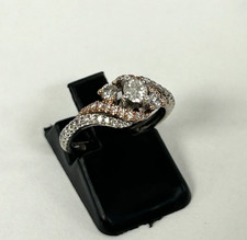 14K TWO-TONE GOLD 1/2 CT TW ROUND-CUT DIAMOND 3 STONE ENGAGEMENT RING SIZE 4.5