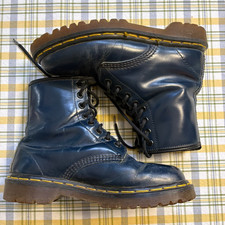 Vintage 90's Doc Martens Navy Blue 1460 Made in England Boots 6.5
