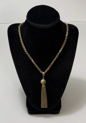Vintage KRAMER Chunky Octagonal Cable Link 20 Chain Ball & Chain Tassel Necklace