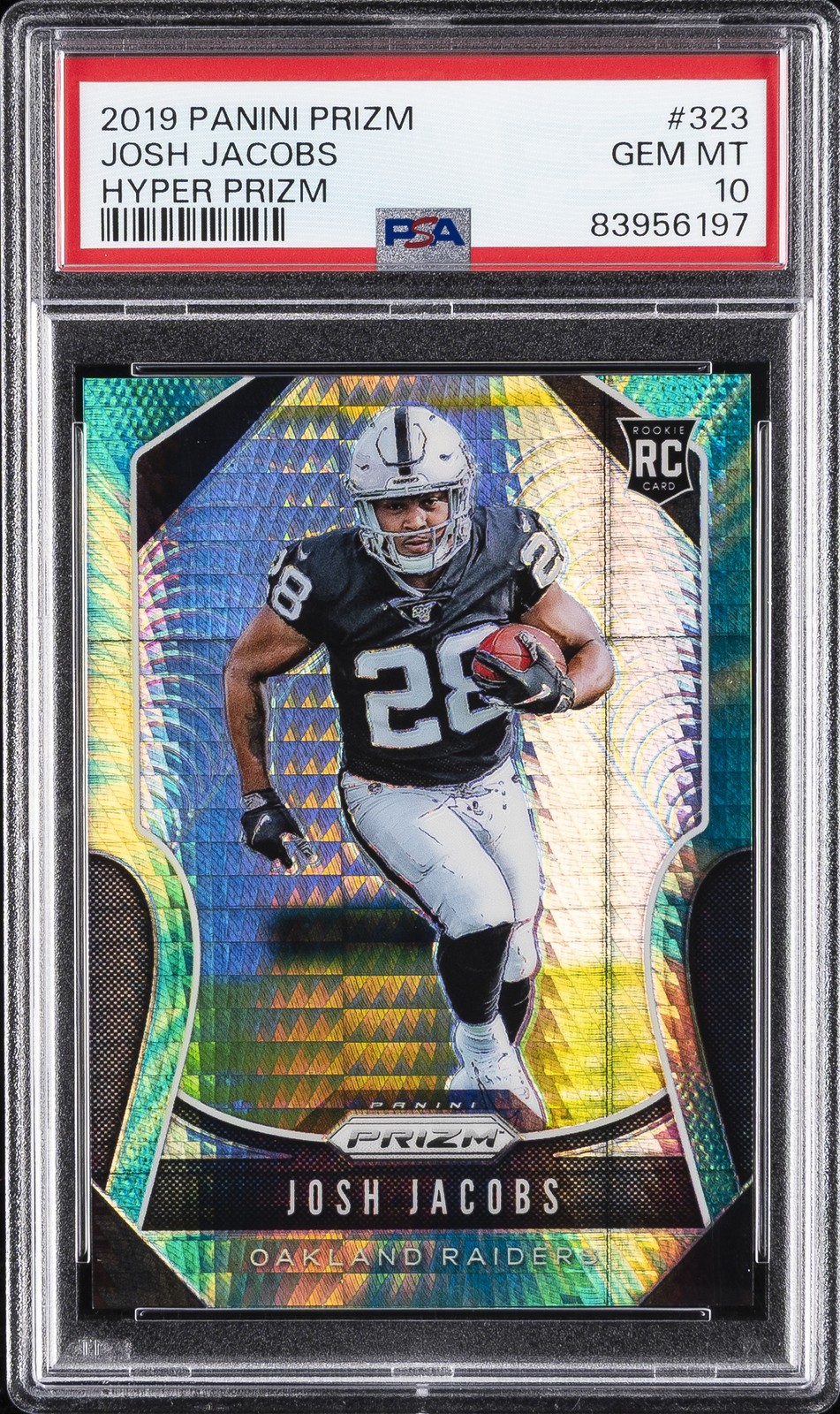 2019 PANINI PRIZM HYPER PRIZM #323 JOSH JACOBS 174/175 PSA 10