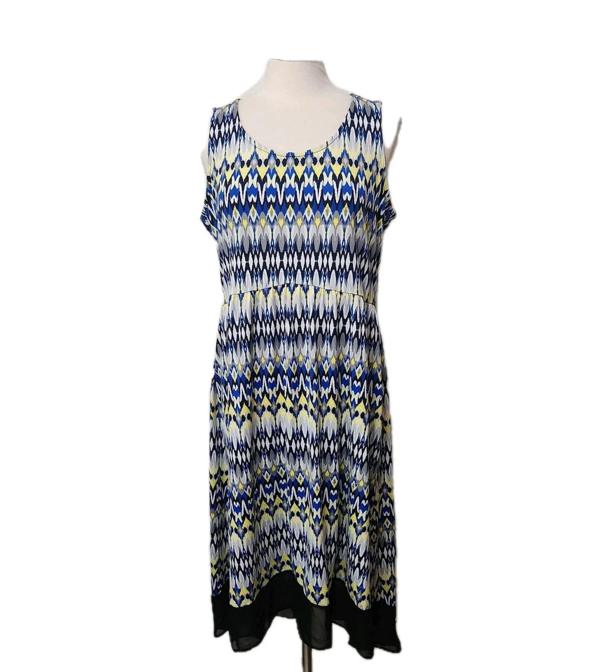 Maxi Vestido Sol Notations XL Sin Mangas Elástico Cintura Imperio Azul Alto Bajo Elástico Foto 2 de 4