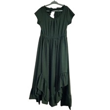 Mia Joy by Joyfolie Girls Olive Green High Low Ruffle Maxi Dress Size 6 Boho