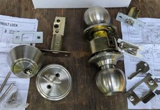Keyed doorknob and deadbolt lock set, all sets keyed alike, buy in bulk Kwikset