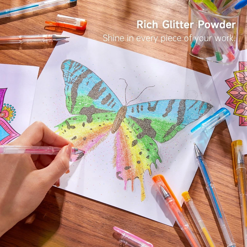 240 Pack Glitter Gel Pens, 120 Colors Glitter Gel Pen Set with 120 Refills fo... - Image 4 of 4