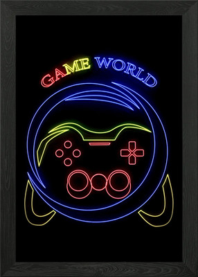 GAME WORLD Gerahmtes Wandbild Poster Leinwanddruck Bild