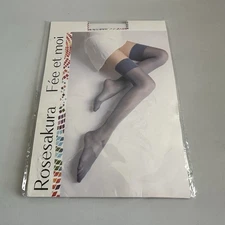 Rose Sakura White  Stockings Thigh High Glitter Ultra-thin Sheer Shiny OSFM