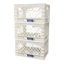24QT Plastic Storage Heavy-Duty Milk Crate, White 3 Pack, New
