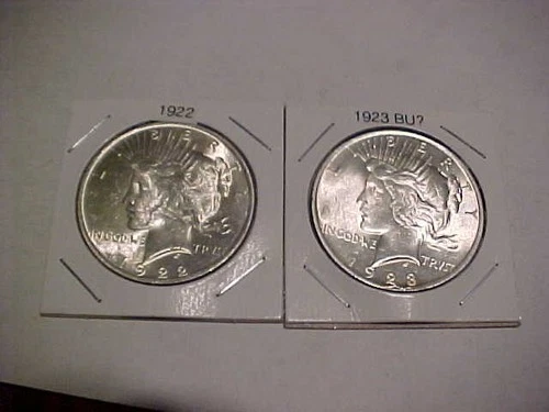 1922-P & 1923-P  $1 Peace Dollar 90% Silver IN AU/BU Condition