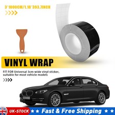Gloss Black Car Vinyl Tape 30mm x 10m Window Moulding Trim Strip Sticker Wrap UK