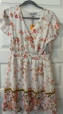 New Nwt Collective Concepts White Orange  Floral Dress Size L Large