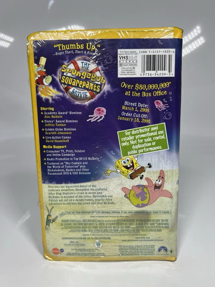 PROMO The SpongeBob Squarepants Movie VHS 2004 Nickelodeon Yellow Clamshell NEW - Image 3 of 4