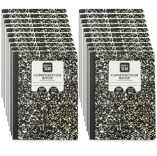 Bulk Composition Notebooks 20 COLLEGE Ruled Black Marbled 100 (or 80) Sheet P+G