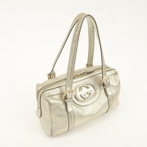 Auth GUCCI Interlocking G Mini Boston Bag Gold Leather 170009 Used - Picture 4 of 24
