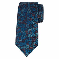 JOSEPH ABBOUD Mens Silk Floral Tie Navy Teal ...
