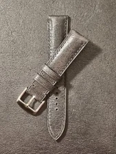 Rustic distressed pull up Leather (Black) 20mm watch strap. Handmade in UK