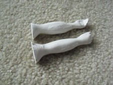 Odd Set of Vintage 1950s Crude Glazed Ceramic Girl Doll Arms 3" Long
