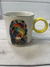 Target Tabitha Brown Rainbow Dog Coffee Mug Ceramic 17 oz Yellow Ring Handle New