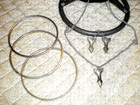 VINTAGE SILVERTONE SMALL ARROW PENDANT NECKLACE/BANGLE BRACELETS/EARRINGS SET — photo 4