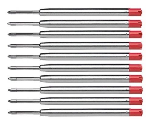 10x Metall Großraum-Mine Großraumine Parker-System Kugelschreiberminen rot M