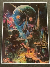 Futuristic Alien World - Vibrant Space Fantasy Art Print 18x24in