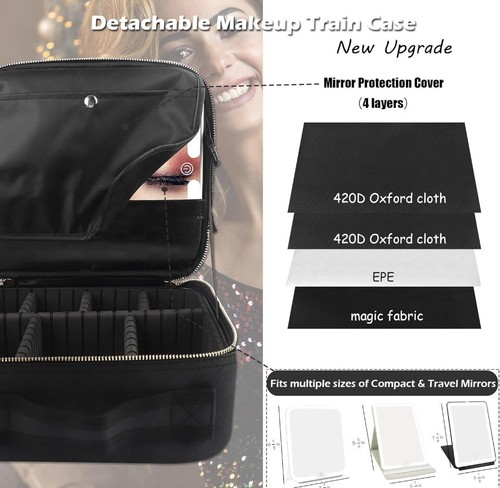 Reise Kosmetiktasche Kosmetiktasche mit beleuchtetem Spiegel, verstellbare Helligkeit in... - Bild 2 von 7