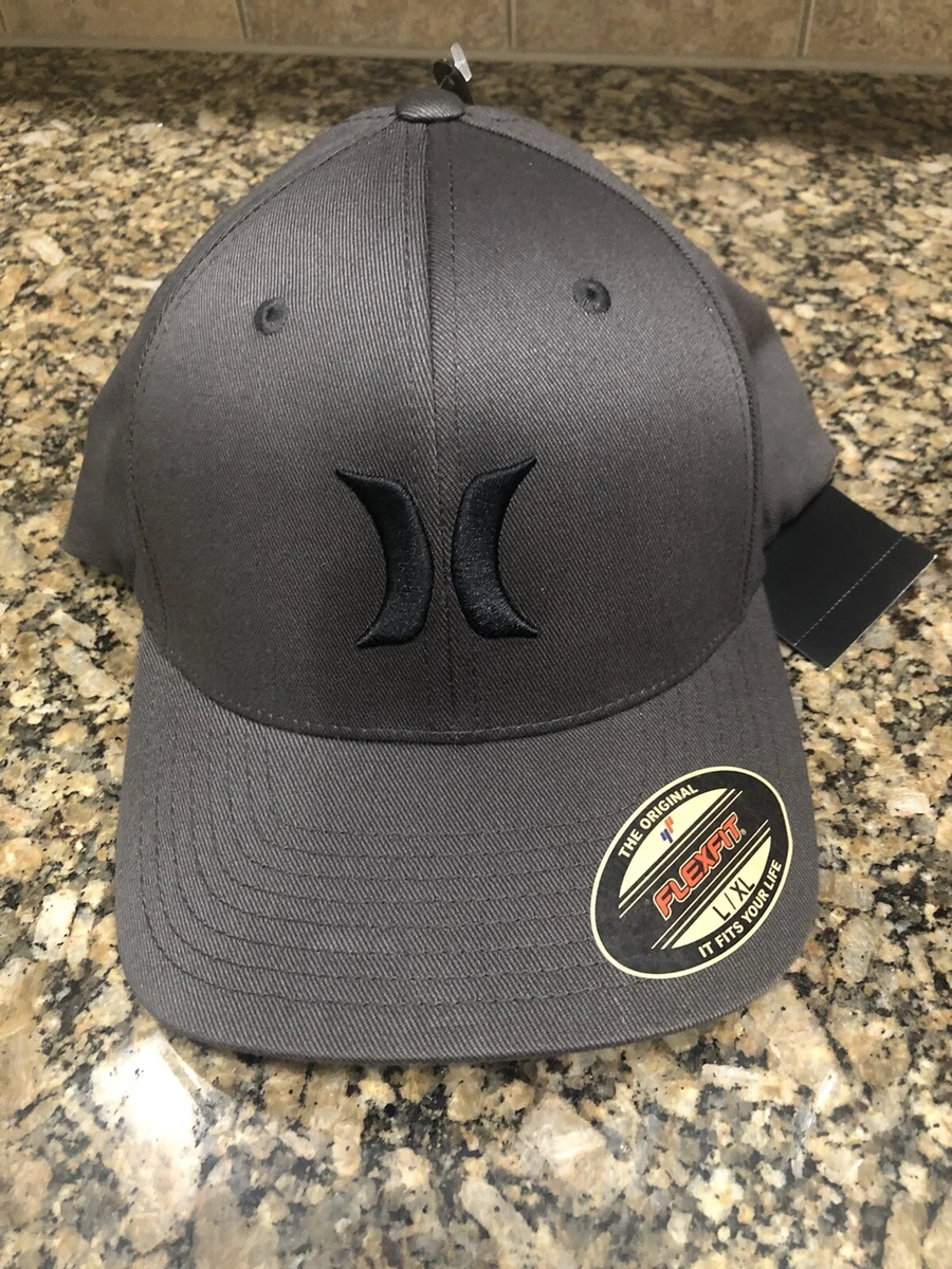 and Hurley Hat- Logo Only | w/Tags) Grey One FlexFit w/Black Dark M eBay Hat (New