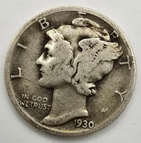 1930 P Mercury Dime Toned F/VF You Grade it! 90% Silver Type Coin Free Ship!!