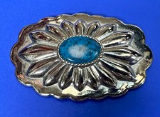 Centered Turquoise Stone Native Indian Style Western Concho Revcor Belt Buckle