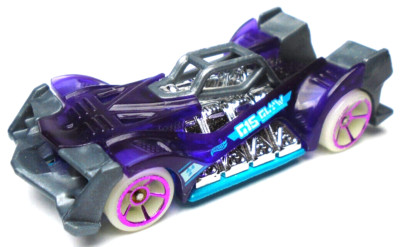 2015 HOT WHEELS VOLTAGE SPIKE PURPLE & BLUE DIECAST 2.75'' RACE CAR W GLOW WHEELS