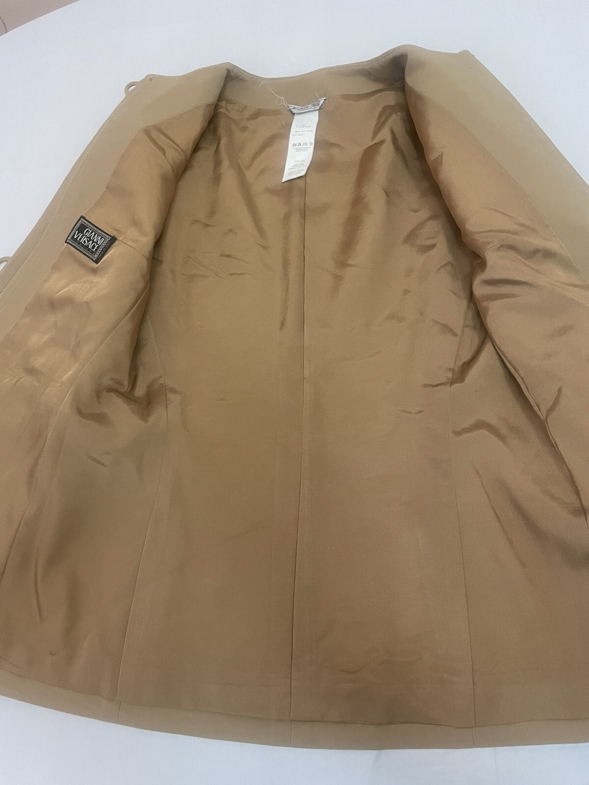 Vintage GIANNI VERSACE COUTURE Linen Suit Collarless Fitted Blazer Jacket + Pant image 8