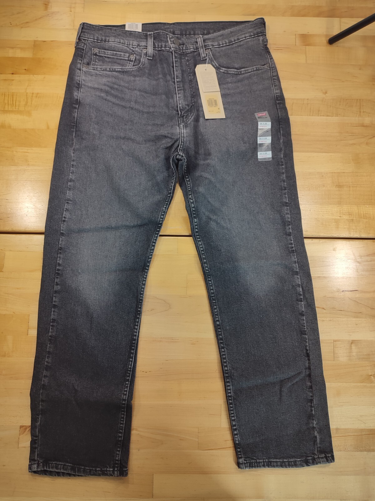 Men's Levis 505 Regular Fit Straight Leg 5 Pocket Jeans Distressed Black 36Wx29L
