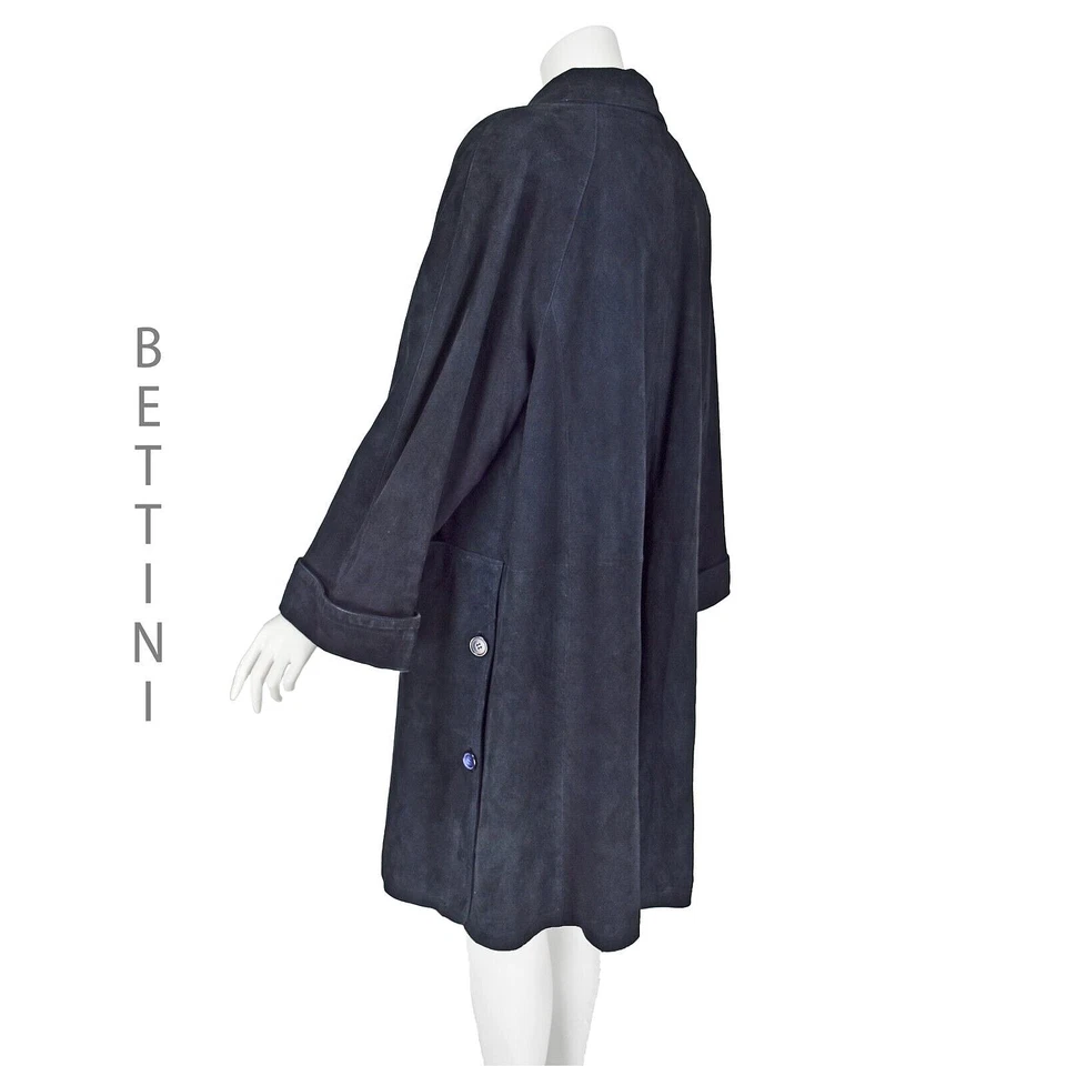 Sobretudo BETTINI Vintage Italiano Azul Camurça Estoque Morto, Mangas Raglan TAMANHO M/G NOVO COM ETIQUETAS