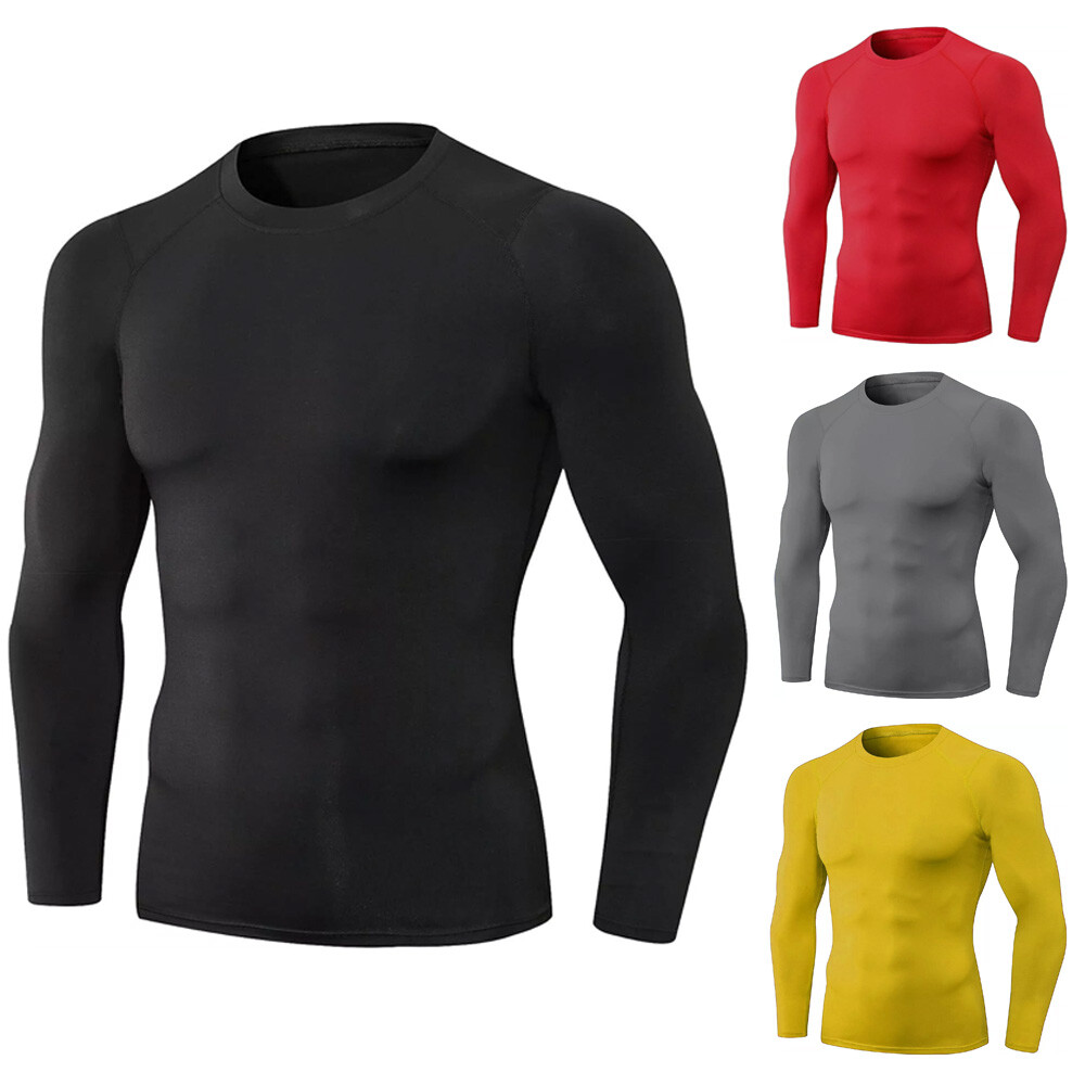 Men's Compression Shirt Under Base Layer Tops Long Sleeve Quick
