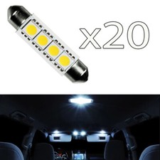 20x White 39mm 4smd Car Led 5050 Dome Map Festoon Interior Light Bulb 12v