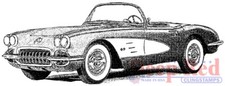 Deep Red Stamps Classic Corvette Rubber Cling Stamp